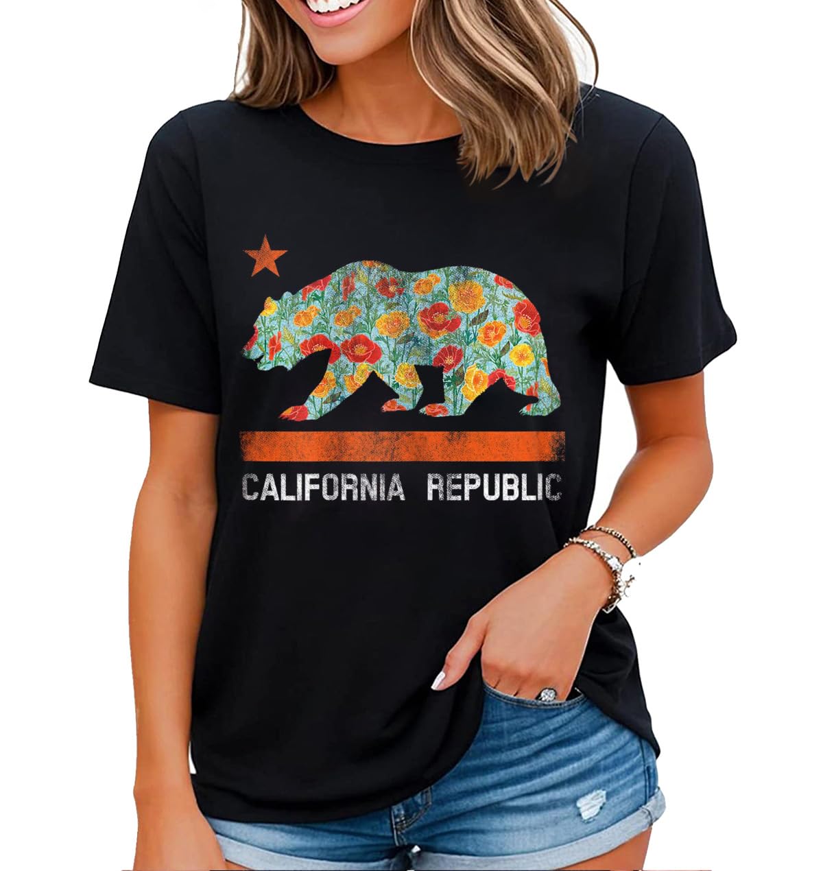 California Flag T-Shirt – Women’s California Bear Graphic Tee